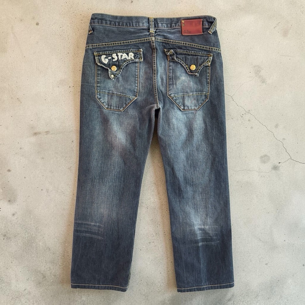 G-STAR RAW 3301 Limit Regular Jeans Mens 34x30 Flap Pockets Embroidered Italy